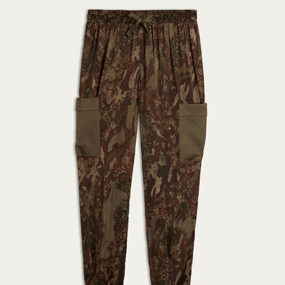 intimissimi Joggers in Nature Texture Satin Viscose Green Brown Size Medium